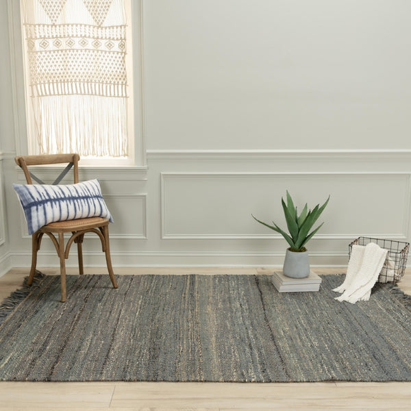 Alora Decor Bali Hand-Woven Gray Jute Dhurrie Rug — Sustainable Boho Texture, Low-Profile Durable Foundation 9' x 12' 02602610900330912