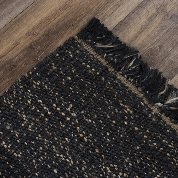 Alora Decor Bali Hand-Woven Black Jute Rug — Bohemian Dhurrie Texture, Durable Natural Fibers, Low-Maintenance 10' x 14' 02602611000061014