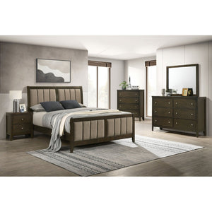 English Elm Clement Channel Tufted Eastern King Upholstered Bed with Warm Cocoa Fabric Panels B062S01705
