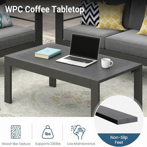 English Elm 3-piece Outdoor Aluminum Conversation Set with Deep Cushions and Wpc Coffee Table Dark Grey B082S00091