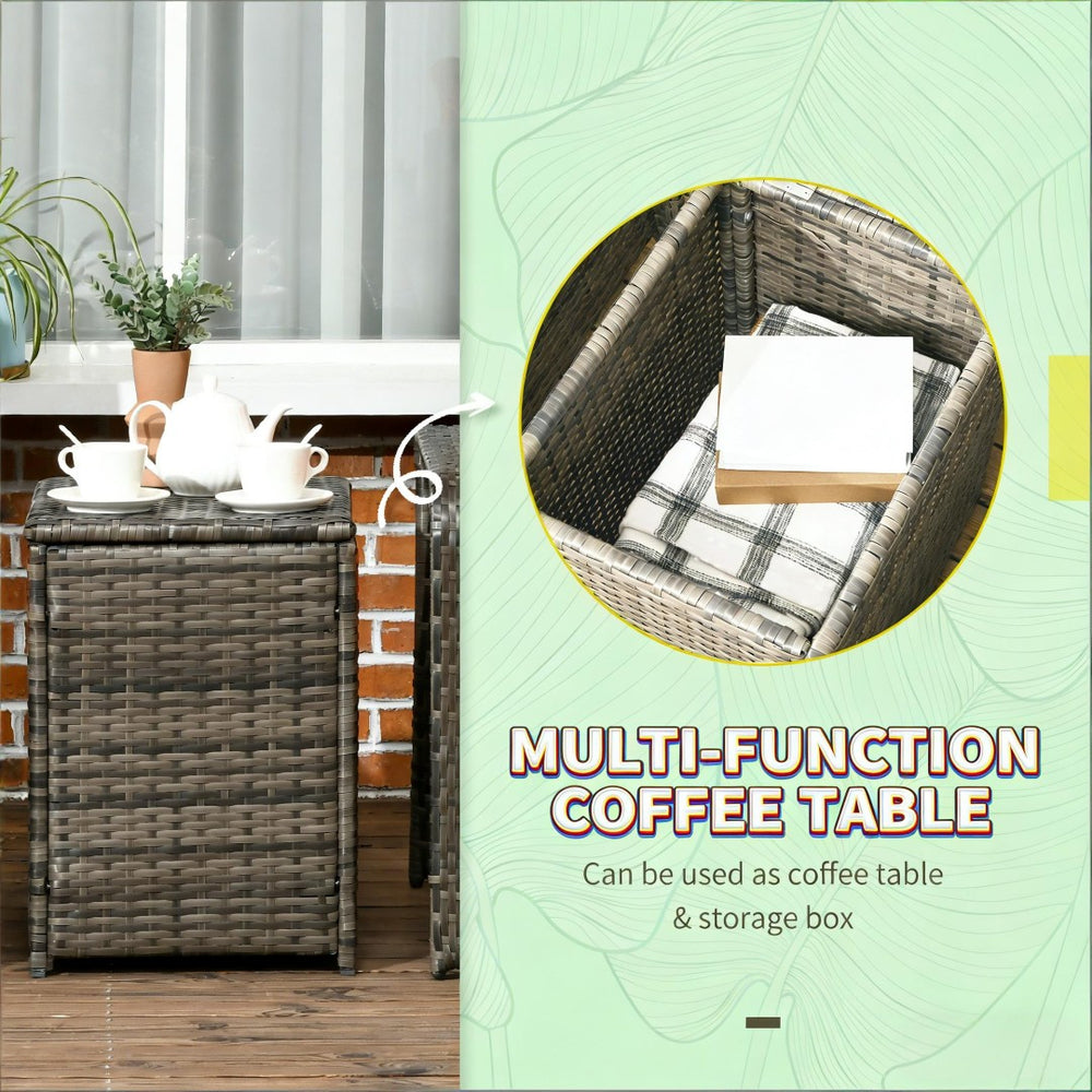 English Elm Wicker 3 Piece Outdoor Bistro Set with Pe Rattan Lounge Chairs and Storage Table T3971P444365