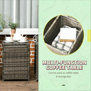 English Elm Wicker 3 Piece Outdoor Bistro Set with Pe Rattan Lounge Chairs and Storage Table T3971P444365