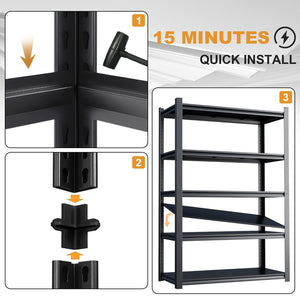 English Elm 59" Wide Black Metal Shelving Unit with Removable Dividers for Garage or Office T3625P455779