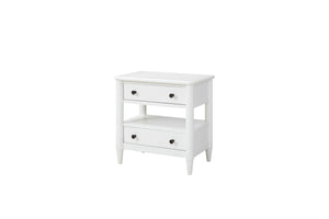 English Elm Open Nightstand with Two Drawers and Felt-Cedar Linings, Solid Wood+MDF, Custom Hardware, Durable Finish White 29.25 L x 20.5 W x 25.75 H B2699P218789