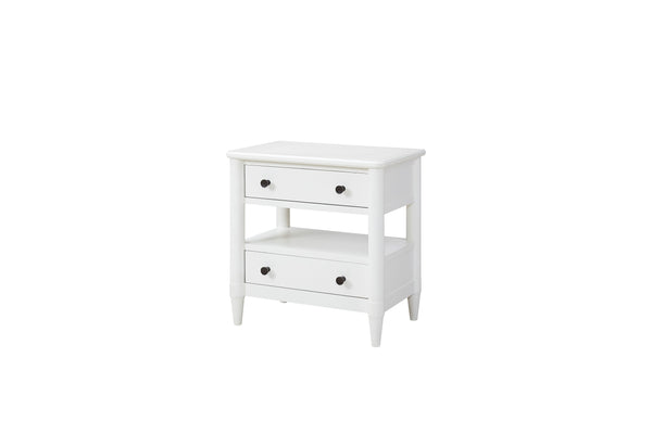 English Elm Open Nightstand with Two Drawers and Felt-Cedar Linings, Solid Wood+MDF, Custom Hardware, Durable Finish White 29.25 L x 20.5 W x 25.75 H B2699P218789
