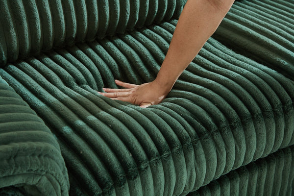 English Elm 74" Corduroy Loveseat Plush 2-seater Sofa with Pillow Arms for Compact Living Spaces Dark Green W1669P368991