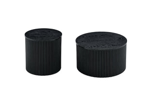 English Elm 2-piece Nesting Round Tables Roman Column Base with Storage Black Wood Grain Living Room W3875P396796