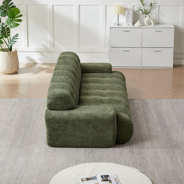 English Elm [video]87.4-inch Cloud Series Chenille Three-seater Sofa with Tufted Square Arms for Living Rooms Green W3505P383949