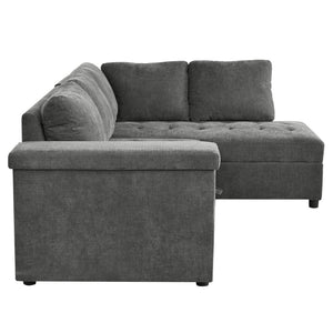 English Elm Mirod L Shaped Sleeper Sectional with Hidden Storage and Fold Out Bed for Apartments N760S0000030G