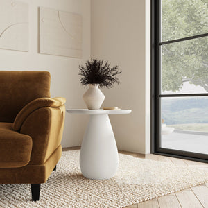 English Elm Trevor Sculptural Cloud Top Side Table Organic Off White Mdf Accent for Modern Spaces B062S01647