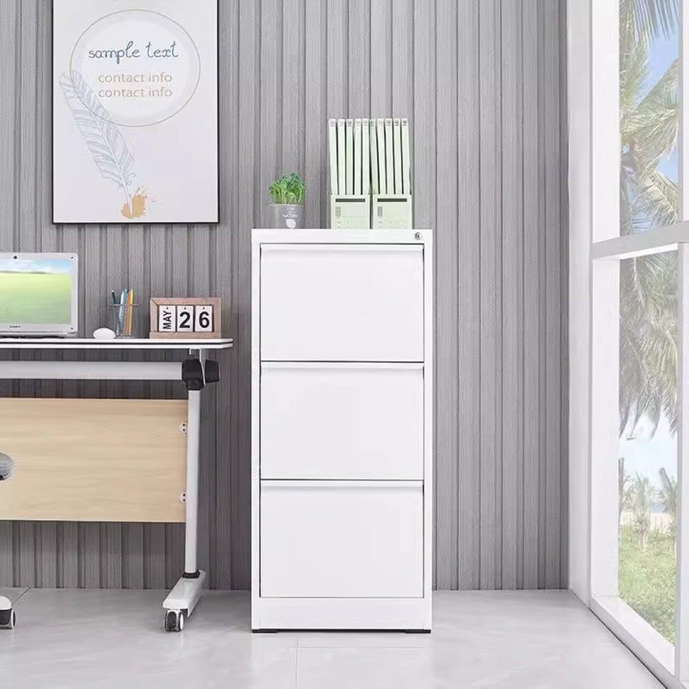 English Elm 3 Drawer Locking Steel File Cabinet Narrow Powder Coated Build for Home Office W1247P173371