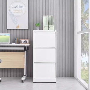 English Elm 3 Drawer Locking Steel File Cabinet Narrow Powder Coated Build for Home Office W1247P173371