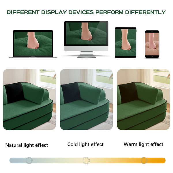 English Elm 106" Teddy Fabric Sofa - Luxurious No Assembly L-Shaped Couch With Chaise For Cozy Living Rooms, Green W714S01421
