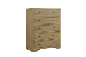 English Elm Hickory Veneer Five Drawer Chest with Cedar and Felt Lined Storage for Bedroom B2699P440924