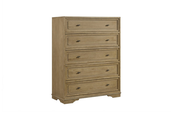 English Elm Hickory Veneer Five Drawer Chest with Cedar and Felt Lined Storage for Bedroom B2699P440924