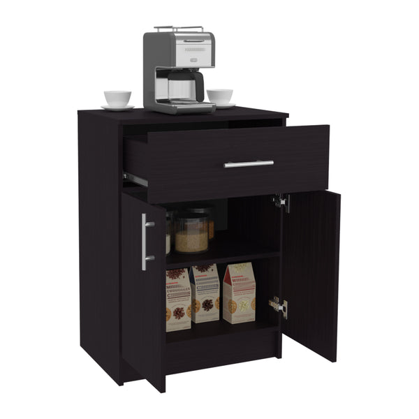 English Elm Mayorca Multistorage Pantry Cabinet Black — Compact MDF Kitchen Storage, Drawer & 2 Shelves, Foldable Secure Lock B070P337158