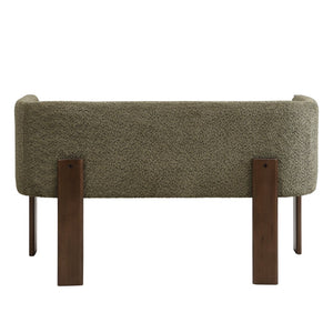 English Elm 48.5" Compact Track Arm Loveseat Rubberwood Frame Polyester Upholstery Studio Sofa Green,Walnut N771P384798L