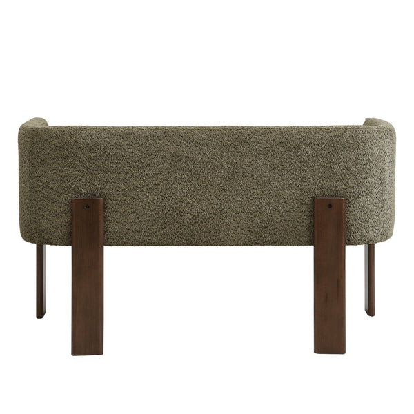 English Elm 48.5" Compact Track Arm Loveseat Rubberwood Frame Polyester Upholstery Studio Sofa Green,Walnut N771P384798L