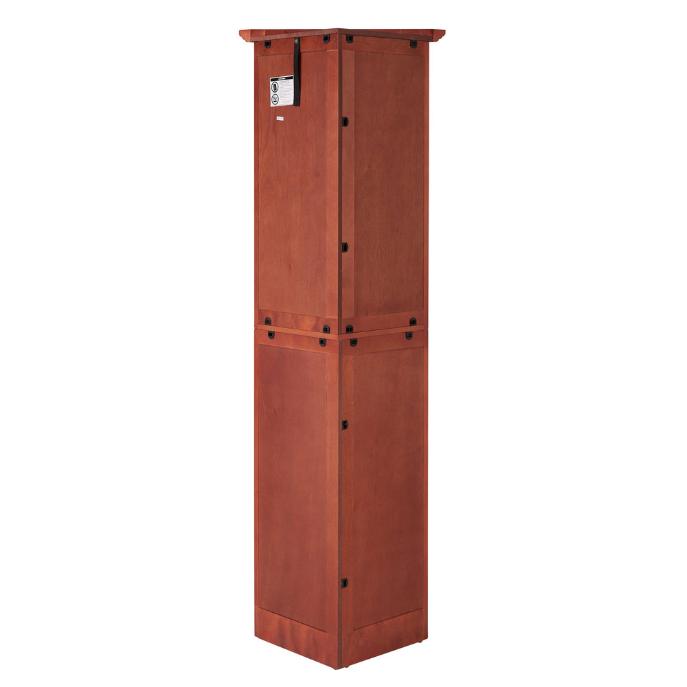 English Elm 4-Tier Corner 8-Door Cabinet with 4 Shelves — Space-Saving Farmhouse Storage for Kitchen Living Room Office Cherry W2275P269082