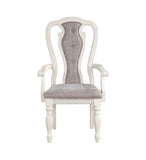 Grey and Antique White Padded Arm Chair (Set of 2)