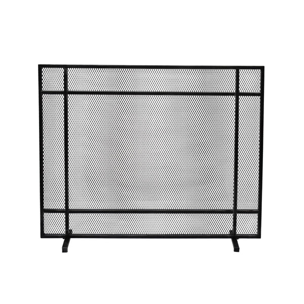 English Elm Christopher Knight Home® - FIRE Markus Modern Single Panel Iron Firescreen with Brushed Silver Finish, Minimalist Mesh Guard Black+Silver 65183.00BBSILV