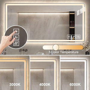 English Elm Bathroom Led Vanity Mirror Frameless Anti-fog Wall Mount Dimmable Spa Design W2071P151973