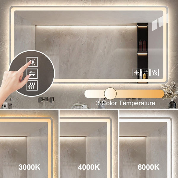 English Elm Bathroom Led Vanity Mirror Frameless Anti-fog Wall Mount Dimmable Spa Design W2071P151973