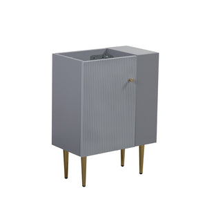 English Elm 21.6" Matte Grey Bathroom Vanity with Open Shelf Gold Hardware Soft Close Door W1573P224396