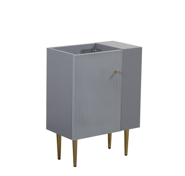 English Elm 21.6" Matte Grey Bathroom Vanity with Open Shelf Gold Hardware Soft Close Door W1573P224396