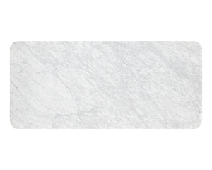 Sunpan Ambrosia 79" Art Deco Dining Table with White Marble Top & Antique Brass Base, Seats 6 Comfortably