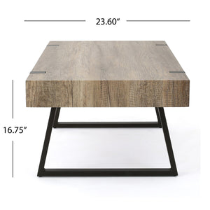 English Elm Christopher Knight Home® - COFFEE Faux Wood Industrial Coffee Table with Powder-Coated Metal Legs, Sturdy MDF Top, 43.25" L Grey 59446.00