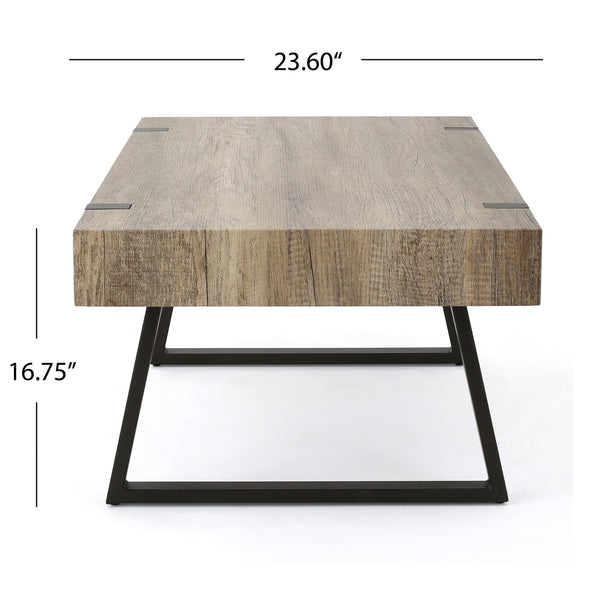 English Elm Christopher Knight Home® - COFFEE Faux Wood Industrial Coffee Table with Powder-Coated Metal Legs, Sturdy MDF Top, 43.25" L Grey 59446.00