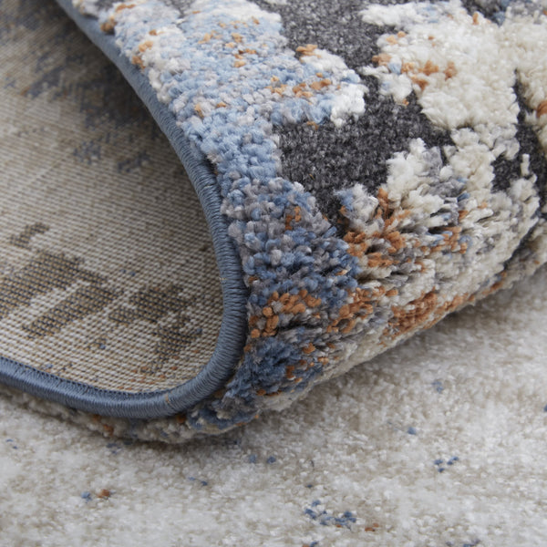 Feizy Rugs Gilmore Collection Abstract Geometric Rug – Vibrant, Machine-made Beauty For Modern Interiors Ivory,Blue,Taupe Polypropylene Gil39mnfivymlth00