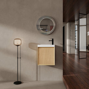 English Elm 18.5" Wall-Mounted Bathroom Vanity With Resin Sink & Soft-Close Door For Smart Space-Saving Design W1972P362127