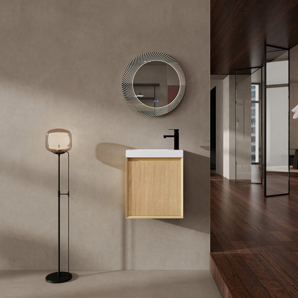 English Elm 18.5" Wall-Mounted Bathroom Vanity With Resin Sink & Soft-Close Door For Smart Space-Saving Design W1972P362127
