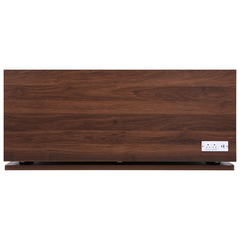 English Elm K&K 46.5'' Farmhouse Kitchen Island Cart with Beaded Drapes, Drop Leaf, Power Hub, Ample Storage White N707P254872W