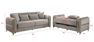 English Elm Ruby Contemporary Sofa with Birch Frame Pocket Coil Support and Gold Steel Legs Taupe B009S02249