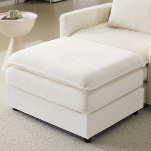 English Elm 54" Plush Cloud Sofa Modular Single with Ottoman, Beige Corduroy, High-Resilience Foam, Space-Saving Comfort W1829P324892