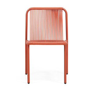 English Elm Christopher Knight Home® - Burgess Weather-Resistant Outdoor Stacking Dining Chair Set of 2 — UV-Proof PE Rattan with Iron Frame Orange 23.75 L x 20.9 W x 19.5 H N776P234186O