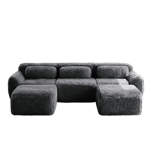 English Elm U-shaped Modular Sectional Sofa Plush Cloud Foam Boneless Build for Home Theater Lounging Dark Grey W714S01551