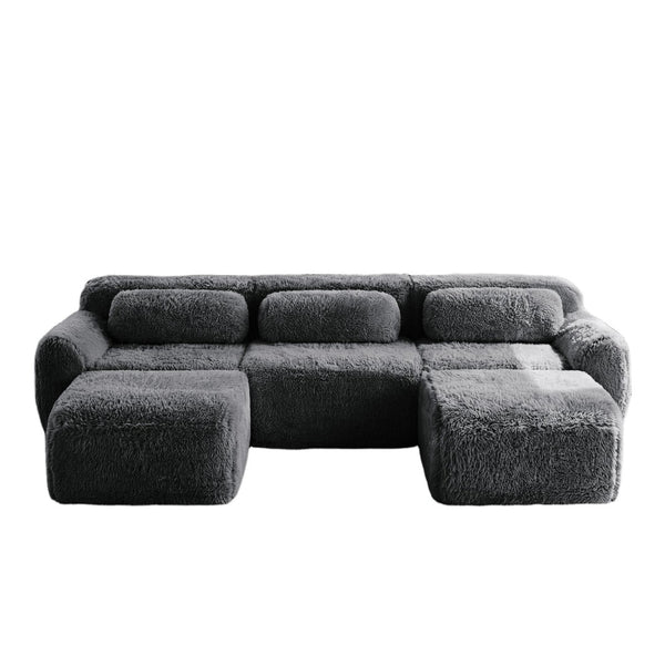 English Elm U-shaped Modular Sectional Sofa Plush Cloud Foam Boneless Build for Home Theater Lounging Dark Grey W714S01551