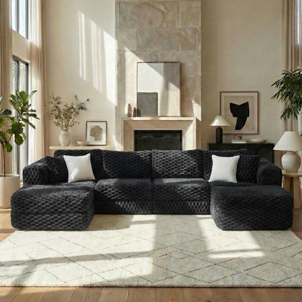 English Elm Swivel Barrel Accent Chair Chenille Tufted Round Club Seat for Living Room Lounge Black N719S002360B