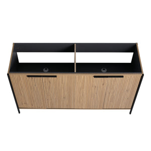 English Elm 60" Freestanding Bathroom Vanity with Soft-Close Hinges, Scratch & Water-Resistant Plywood, Spacious Storage W999P251009
