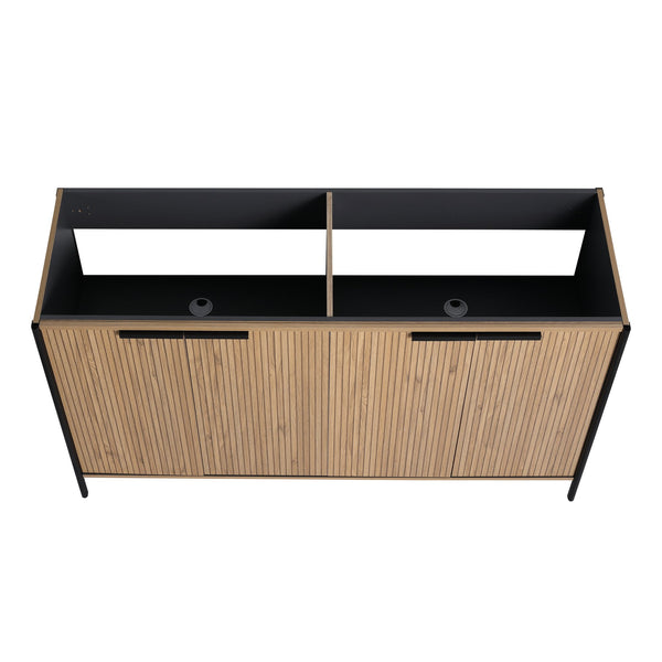 English Elm 60" Freestanding Bathroom Vanity with Soft-Close Hinges, Scratch & Water-Resistant Plywood, Spacious Storage W999P251009