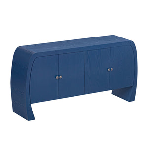 English Elm U-Style Ash Veneer Four-Door Storage Cabinet with Curved Legs, 220lb Top Capacity for Hallways Navy Blue N711P241277V