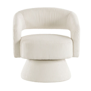 English Elm Lessa Swivel Accent Chair with Foam Cushion Round Base for Living Room Corners Ivory B056P417029