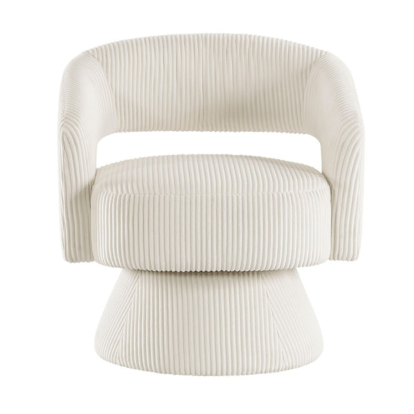 English Elm Lessa Swivel Accent Chair with Foam Cushion Round Base for Living Room Corners Ivory B056P417029