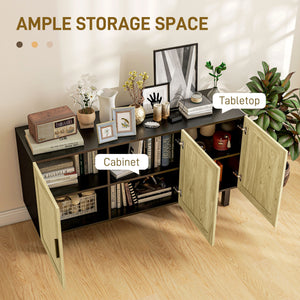 English Elm Homcom Boho Sideboard Buffet Cabinet With Rattan Doors, Adjustable Shelves & Safe Design For Storage W2225P229134