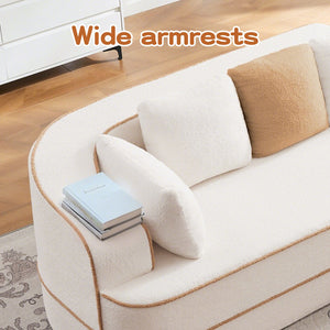 English Elm 106" L-Shaped Teddy Velvet Sofa - No Assembly, Fluffy Comfort, Ergonomic Support For Cozy Living Room W714S01414