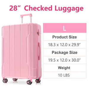 English Elm Hardshell Abs Checked Suitcase with 360 Spinner Wheels Expandable Tsa Lock 28 Inch Pink N730P296747P